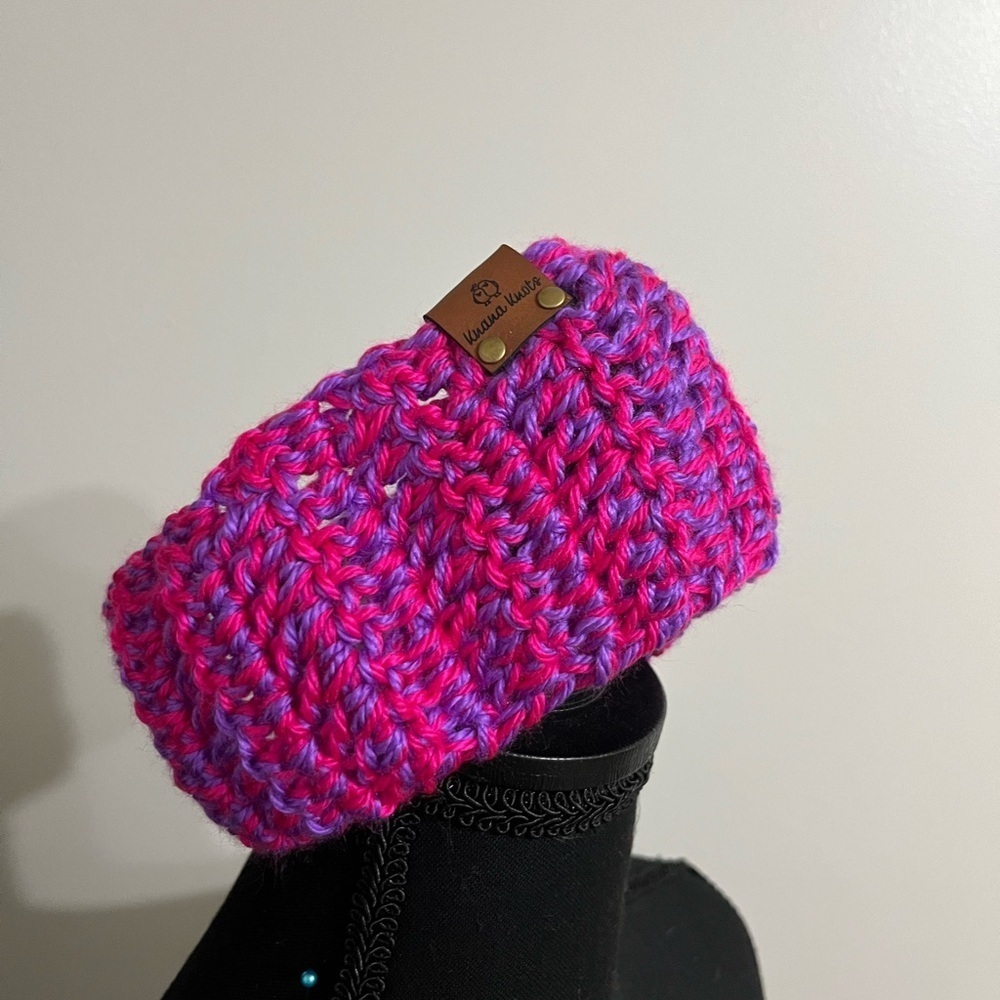 NWT Knana Knots Scarf and Headband Ear Warmers, Hot Pink and Purple - Picture 4 of 4